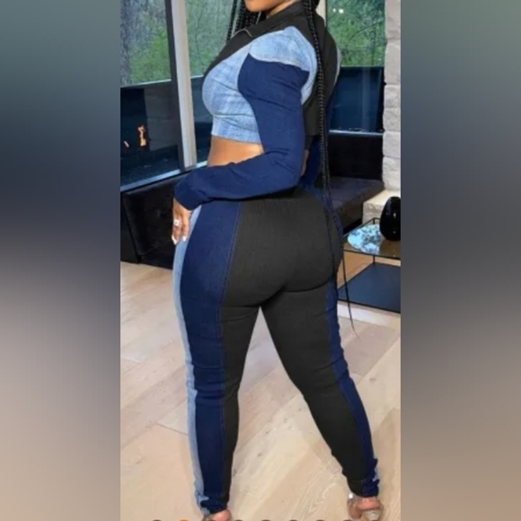 Black Casual Basic Zipper Collar Long Sleeve Two Pieces - Picture 2 of 6